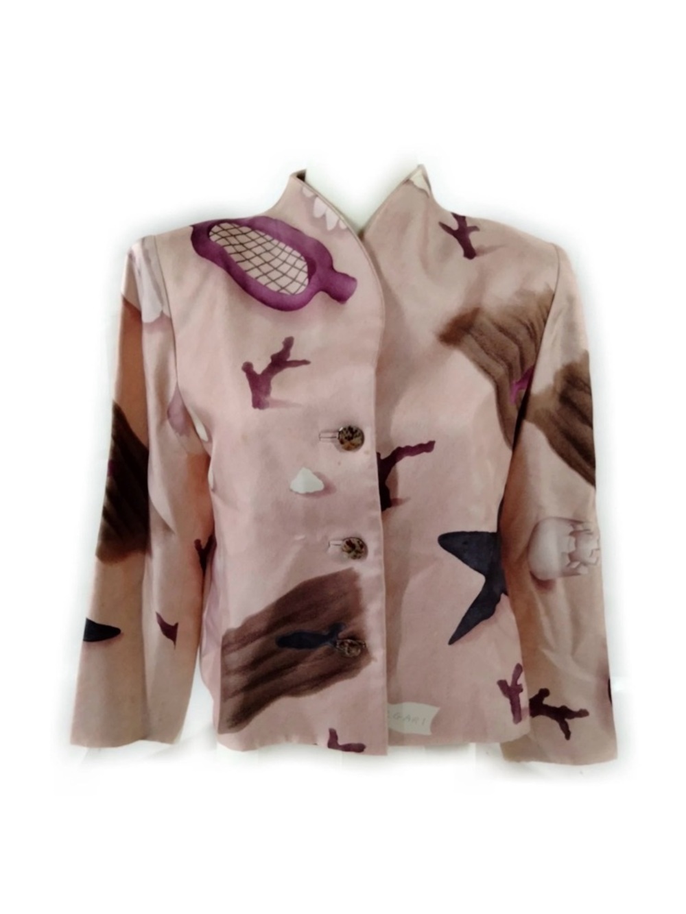 Bvlgari Blush Pink Printed Silk Button-Front Blouse